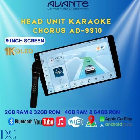 NEW Headunit Android Mobil - Headunit Android Avante Karaoke Chorus AD-9910 - 9 Inch - Ram 2/Rom 32 