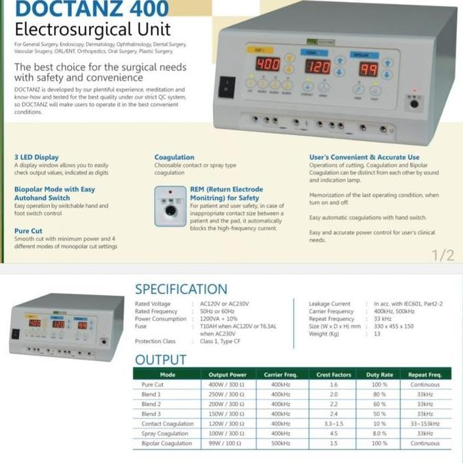BEBAS ONGKIR - cauter electrosurgical unit DOCTANZ 400 watt alat bedah elektrik
