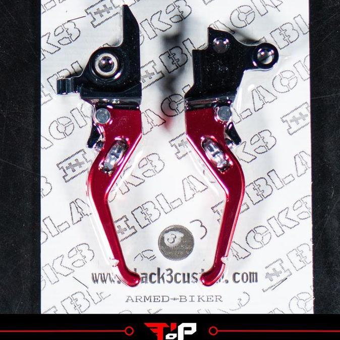 TERMURAH - B3 FINGER BRAKE+CLUTCH LEVERS FULLY ADJUSTABLE (RED) M8 23+