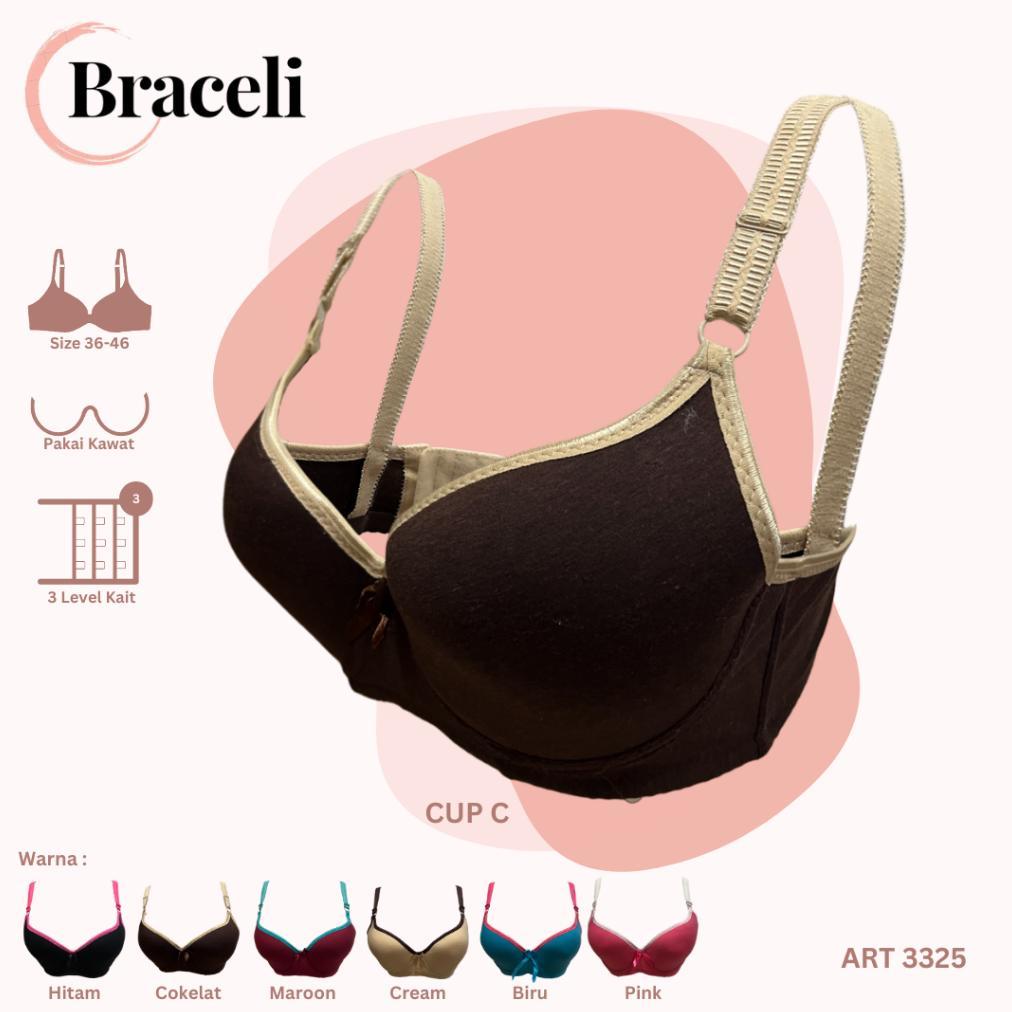 DAPAT 3pcs Bra Kawat Jumbo Braceli Art 3325 Cup C Motif Kaos 2 Nada Warna