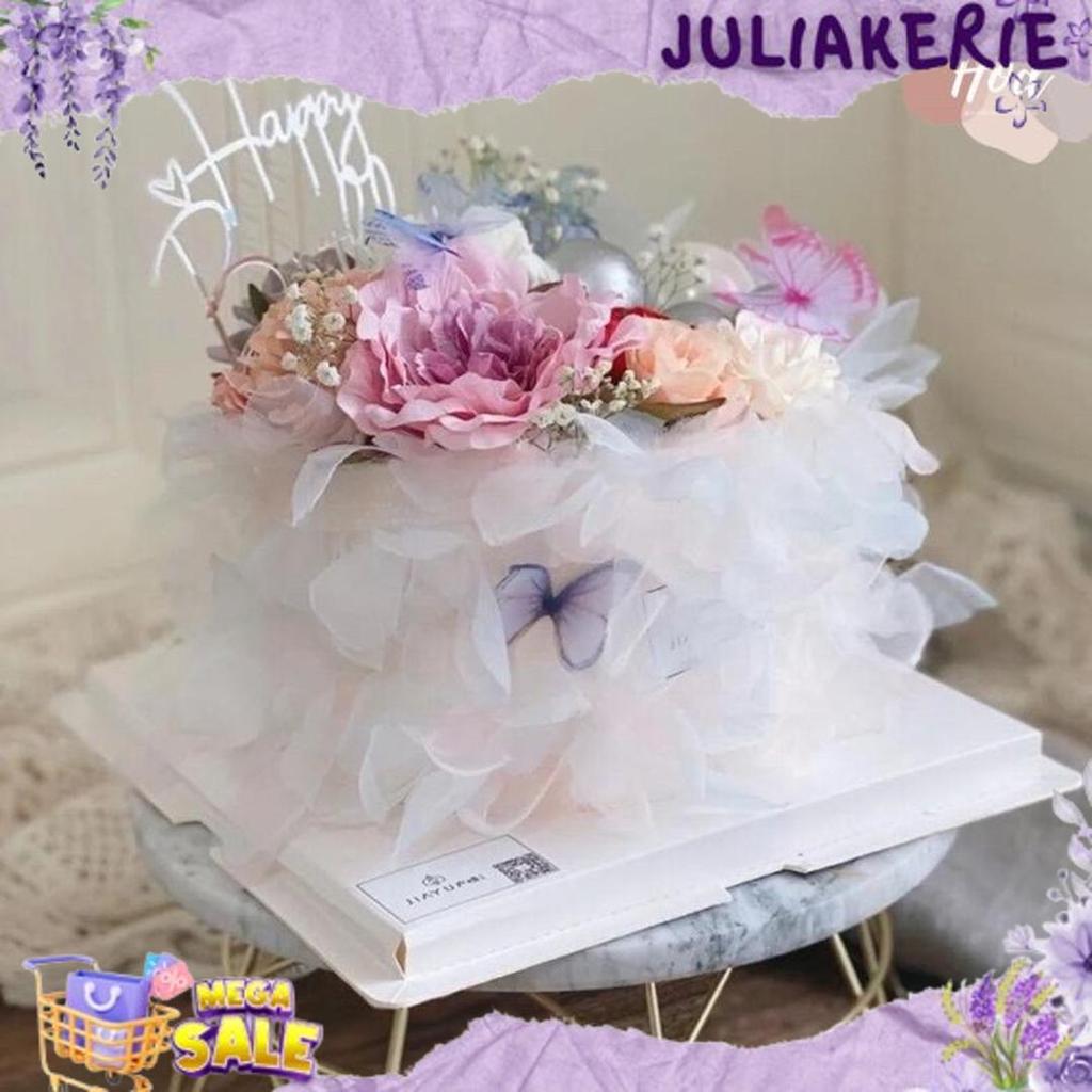 Original Flower Cake Side / Pinggiran Pelek Kue Bentuk Bunga Renda Bahan Kain Bening Colorful Pastel
