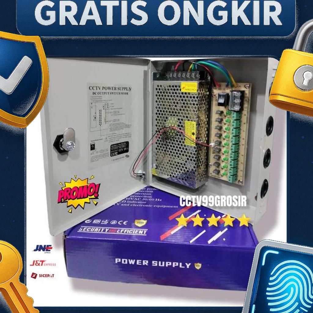 Power Supply Box Adaptor Cctv 12V 10A Untuk 8 Cctv