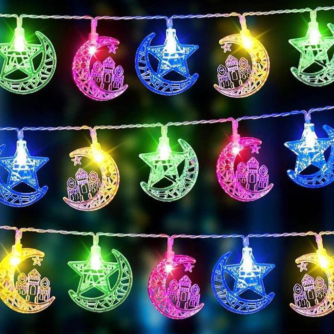 Lampu Tumblr Hias LED Ramadan Lebaran Motif Bintang dan Bulan Masjid Warna Warni Dekorasi Rumah
