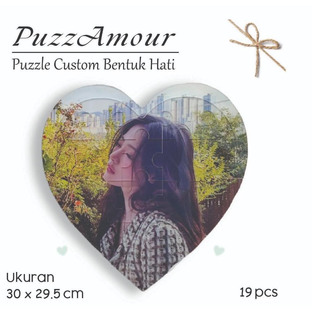Mainan Puzzle Acrylic (Custom Foto) Bentuk Hati / Puzzamour