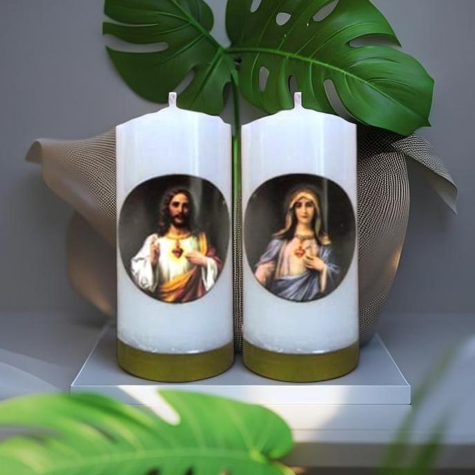 LILIN DOA YESUS-MARIA (NYALA 40 JAM) / SEPASANG LILIN DOA / LILIN ALTAR / LILIN ROHANI KATOLIK