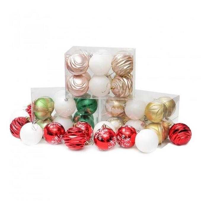 Yeraya Hiasan Bola Natal Putih Warna 8cm isi 12 bola natal besar bola gantung pohon natal aksesoris 