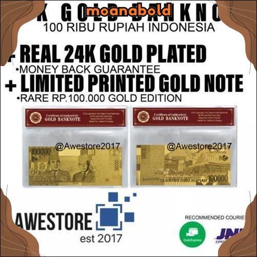 Diskon Uang Replika 100.000 Rupiah Lapis Emas 24K Seratus Ribu Gold Plated