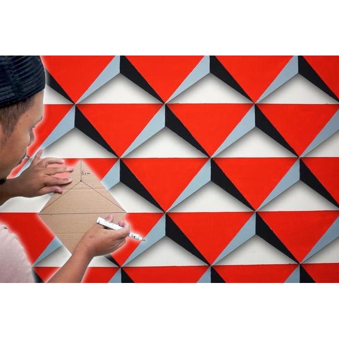 Mal Hiasan Cat Dinding 3D / Pola Dekorasi Dinding 3D /Pola 3D