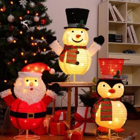 Yeraya Pajangan Natal Pop Up Santa Snowman Lampu Warm White 76cm Boneka Natal Boneka Santa Boneka Sa