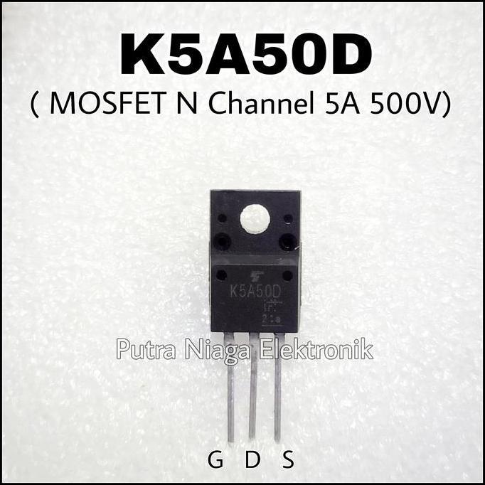 Terbaru (1) Mosfet K5A50D / TK5A50D N Channel TO-220 / 5A 500V K5A50 5N50 putran1a
