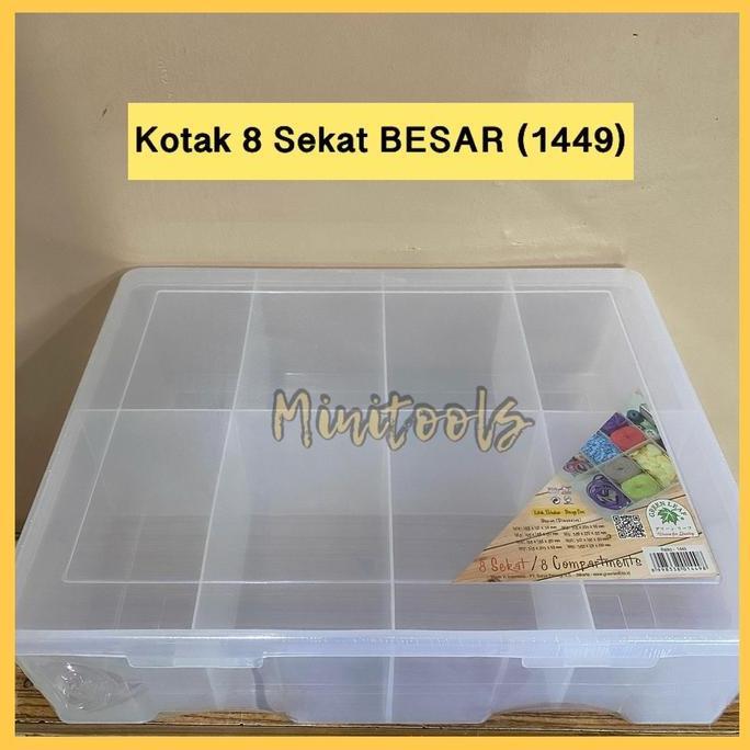 Kotak Plastik 8 Sekat Besar / Kotak Benang Besar / Green Leaf 1449