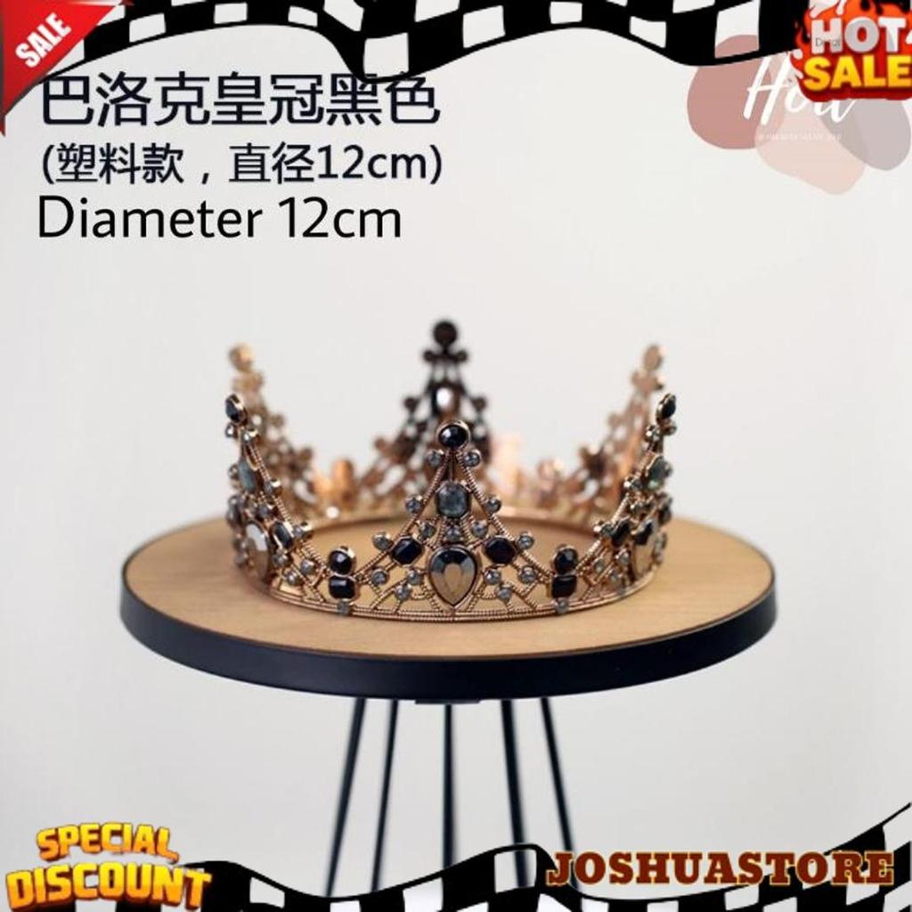 New Topper Bold Crown Black Silver Dark Gold Hiasan Birthday Cake Tiara Hitam Mahkota Kristal Warna 