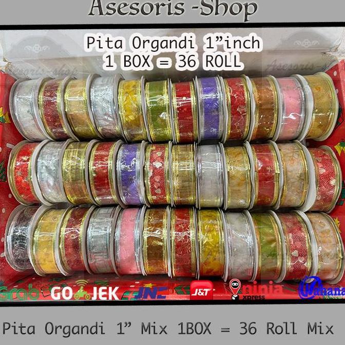 [ EDISI NATAL ] Pita Organdi Natal | Pita Organdi Natal Mix BOX Besar Mix Random | Pita Organdi Nata