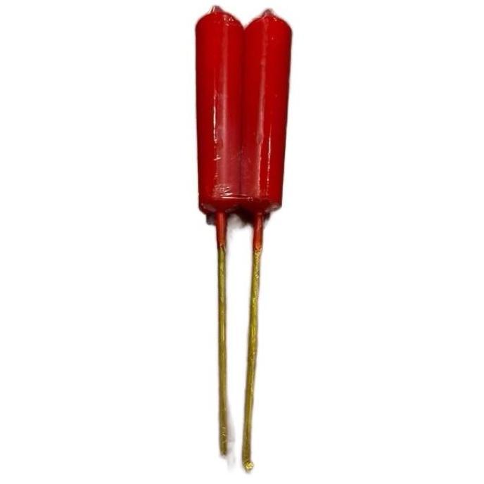 Lilin Merah Kaki Bambu Sepasang