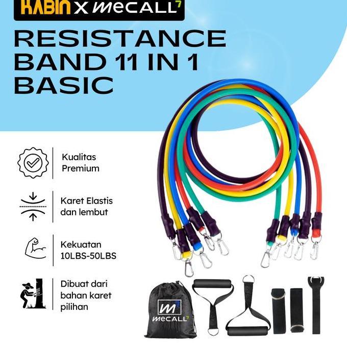 RESISTANCE BAND FITNESS 11  in 1 SET TALI STREACHING - TALI PEREGANGAN RESISTANCE BAND ELASTIC FITNE
