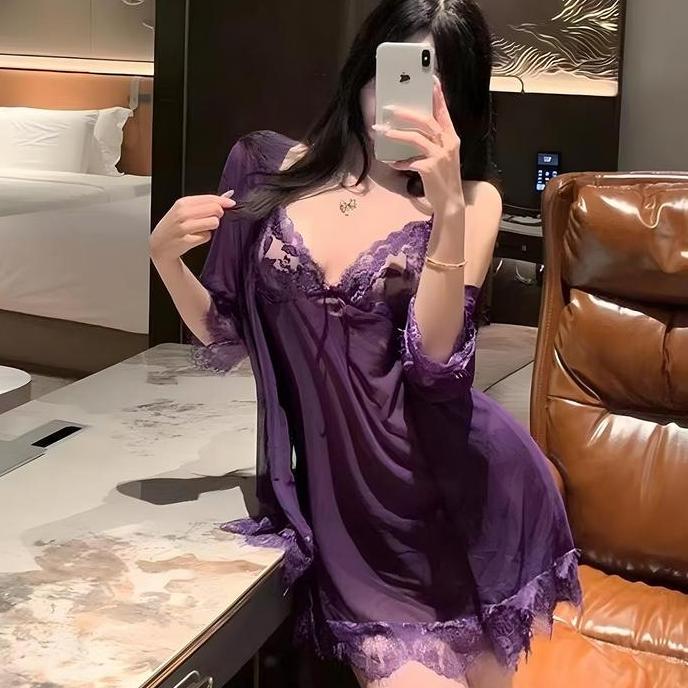 Promo Beli 1 Gratis 19017 Luxlace daster belakangnya terbuka baju pms wanita daster kencana ungu war