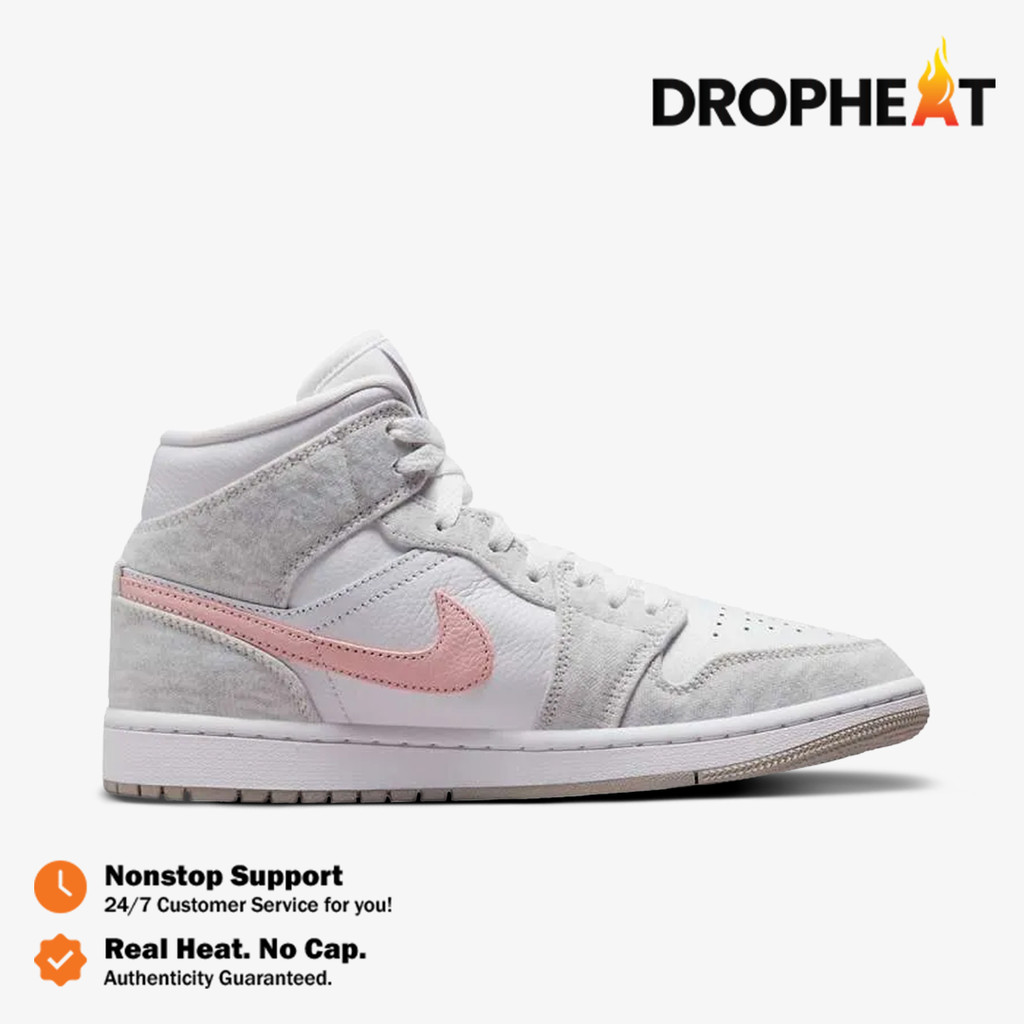 Nike Air Jordan 1 Mid SE Light Iron One Grey Pink WMNS Authentic