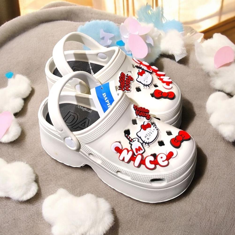 Sandal Wedges Anak Perempuan Tali Belakang Hello Kitty Sendal Gunung Wanita Casual Korea Jelly Eva R