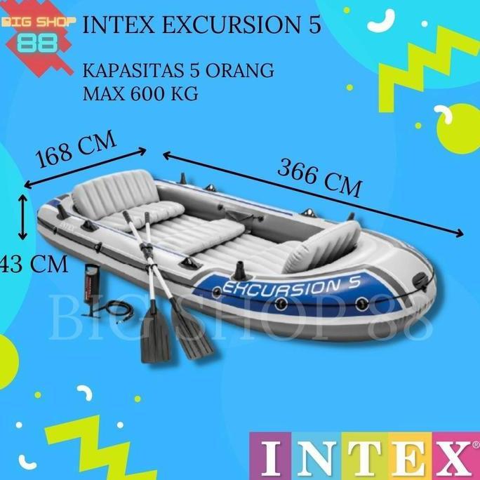 PERAHU KARET INTEX EXCURSION 5 ORANG DAYUNG DAN POMPA #68325 Promo Premium