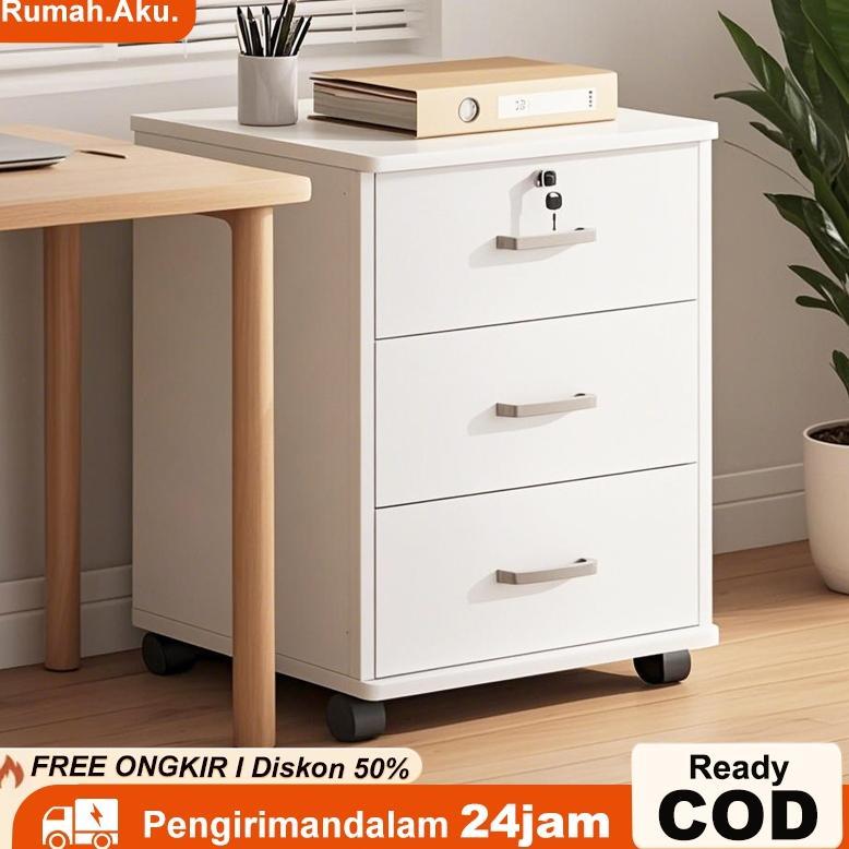 Meja Nakas Bedside Table Dengan kunci Lemari Laci Penyimpanan Meja Nakas kayu Meja Kamar Nakas porta