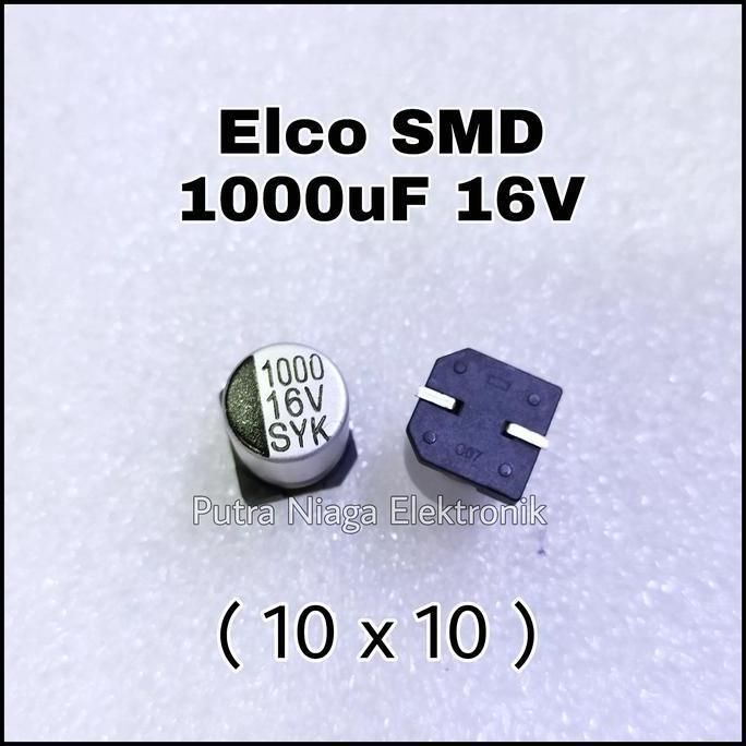 (1) Elco SMD 1000uF 16V Alumunium 1000 uF 16Volt Aluminum Kapasitor 10x10 putran1a Buru Order