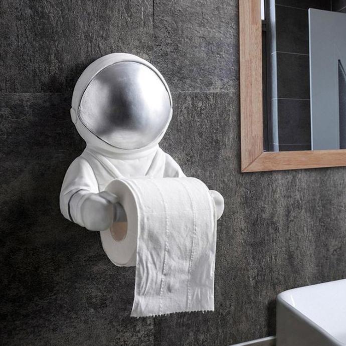 Astronaut Tissue Roll Hanger / Tempat Tissue Tisu Toilet Tempel Dinding Astronot Lucu Nordic Unik