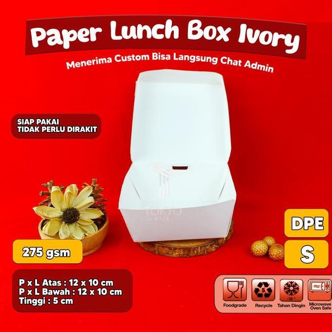 Paper Lunch Box Putih Uk S, M, L - Lunch Box Kertas - Lunch Box Kertas