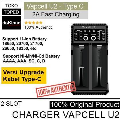 Authentic VAPCELL U2 Fast Charger Battery 2A | 18650 21700 AAA AA