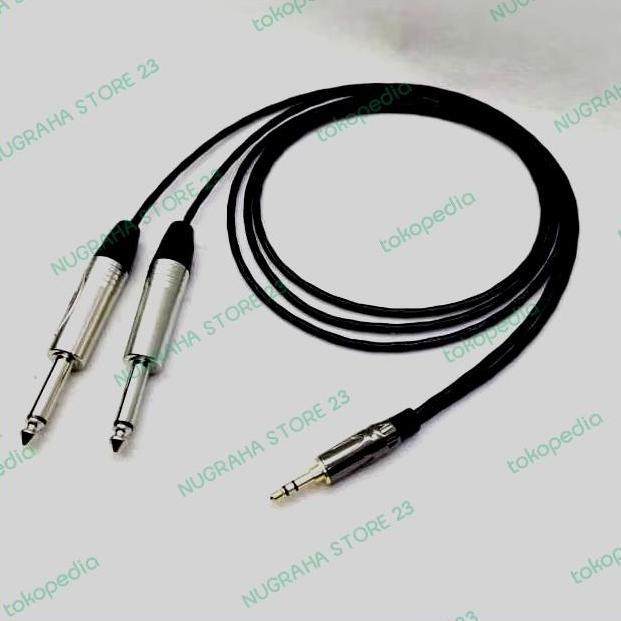 Kabel Audio Mixer Jack 3.5mm Hp To Dual 6.5mm Tv Speaker Laptop