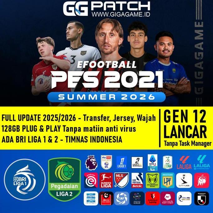 GigaGame Flashdisk 128GB PES 2021 Full Update 2025 BRI Liga 1 & 2 Plug & Play Portable Game PC Lapto
