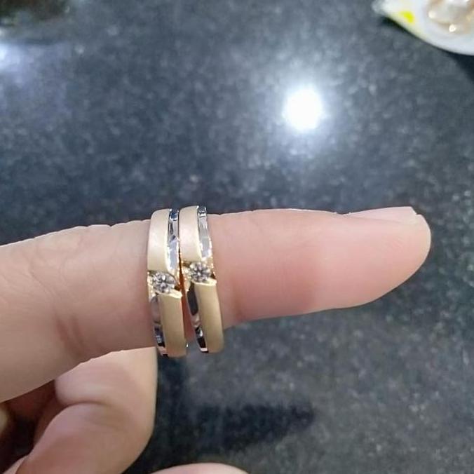 Cincin Couple Model List Permata Elegant Emas Asli