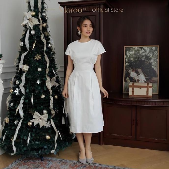 Maroo - Selena Dress/Dress Natal/Dress Imlek/Dress Putih/Dress Korea/ Dress Natal ls