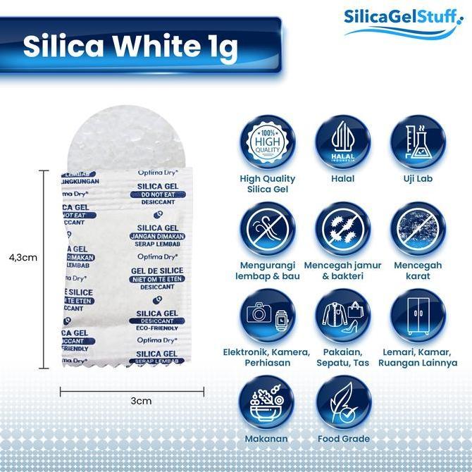 SILICA GEL WHITE 1 KG TERSERTIFIKASI UNTUK BARANG DAN MAKANAN