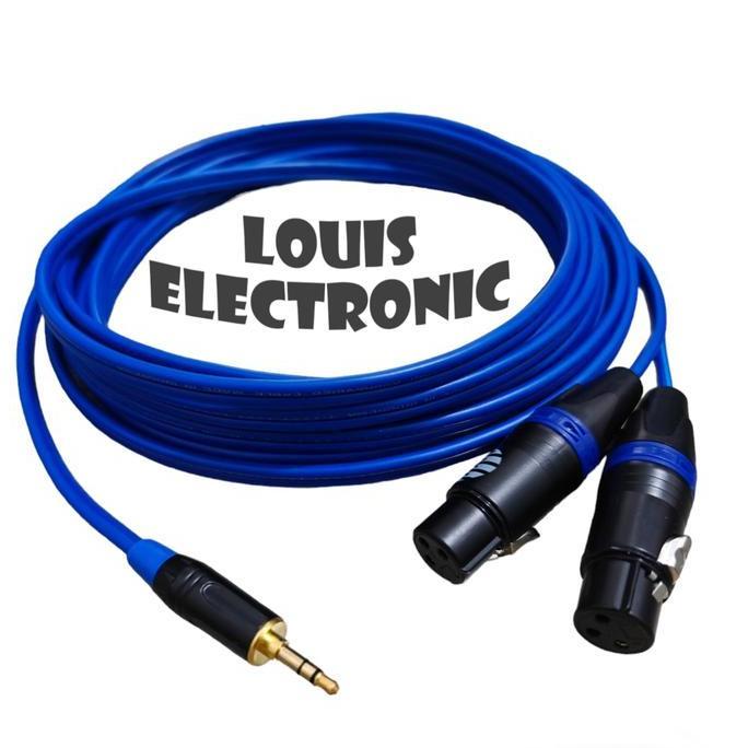Kabel Jack HP / Laptop ke Mixer Jack Aux 3.5mm to 2 Canon Xlr Female 5 Meter