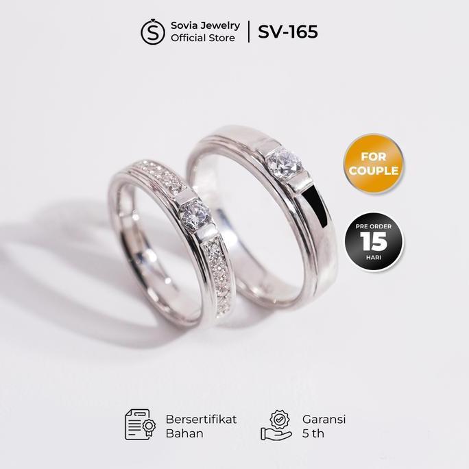 Cincin Couple Nikah Platinum 5% & Emas Putih 5% SV-165 Sovia Jewelry