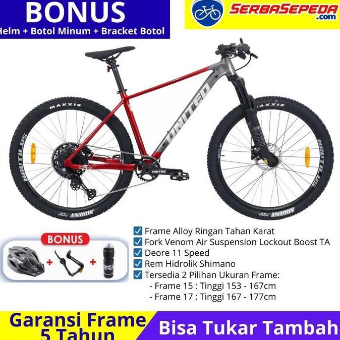 sendikoseller - United Clovis 5.1 Sepeda Gunung 27.5 Inci MTB 11 Speed Deore Fork Air Suspension
