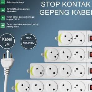 Stop Kontak Gepeng 2 Lubang 3 Meter Terminal Listrik 2 Lubang Sakelar  2 Lubang