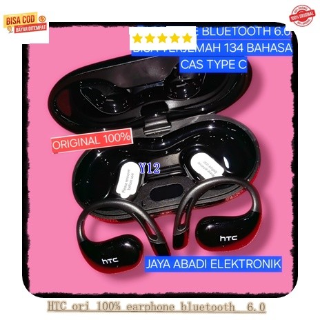 Y38 HTC ORI 100% EARPHONE BLUETOOTH 6.0 ALAT TERJEMAH SEGALA BAHASA HANDSFREE BLUTUT CAS TYPE C HEAD