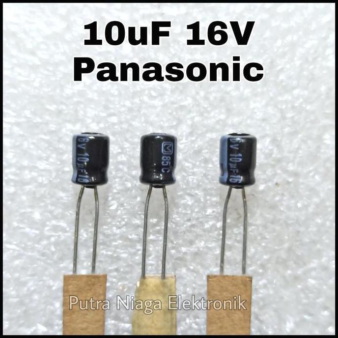 (5) Elco 10uF 16v Panasonic Kapasitor Polar Mini 10 uF 16 V putran1a Murah