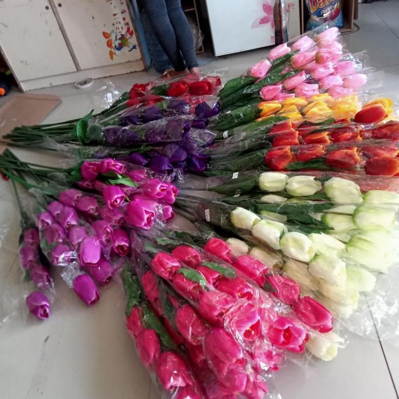 BUNGA TULIP PUM 4 KUNTUM BUNGA SUDUT ARTIFICIAL Termurah
