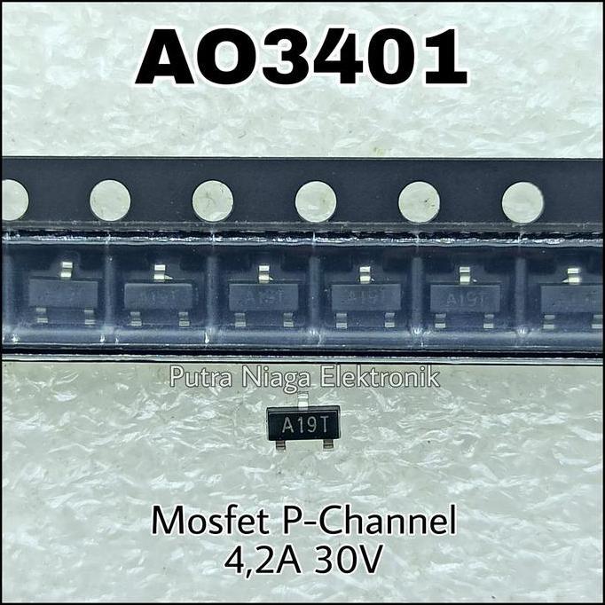 (10) AO3401 SMD Power Mosfet P Channel SOT23 / AO 3401 P-Ch 4,2A 30V putran1a Juara