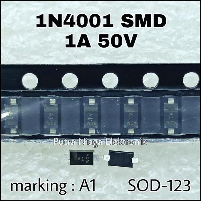 Update (10) Dioda SMD 1N4001 1A 50V SOD123 / IN4001 SOD-123 1N 4001 Marking : A1 putran1a Kualitas B