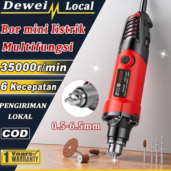 DEWEI BOR MINI LISTRIK SET LENGKAP BOR UKIR GRAFIR GERINDA TUNER LISTRIK 6 KECEPATAN ALAT UKIR MESIN