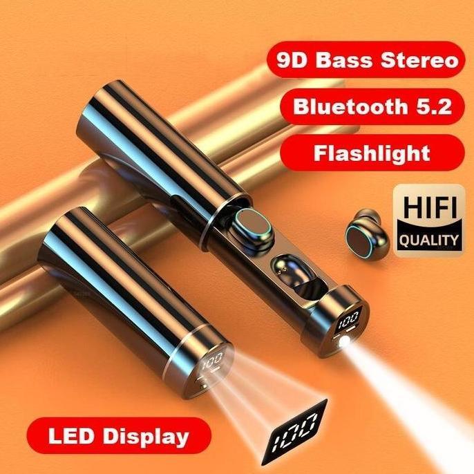 Promo N21 headset Bluetooth Earphone With Flashlight TWS Wireless Earbuds Touch Control Stereo Disko