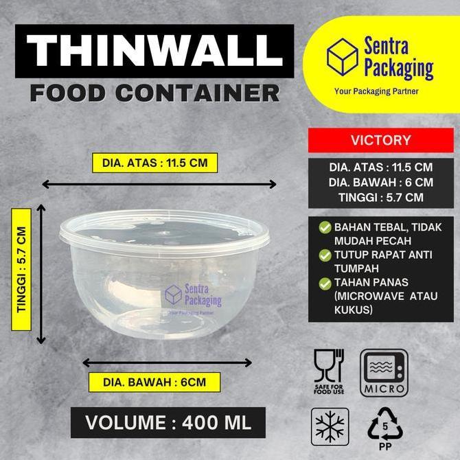 Thinwall Bulat 400ml / Mangkok Plastik / Packaging / Cup Salad - DUS