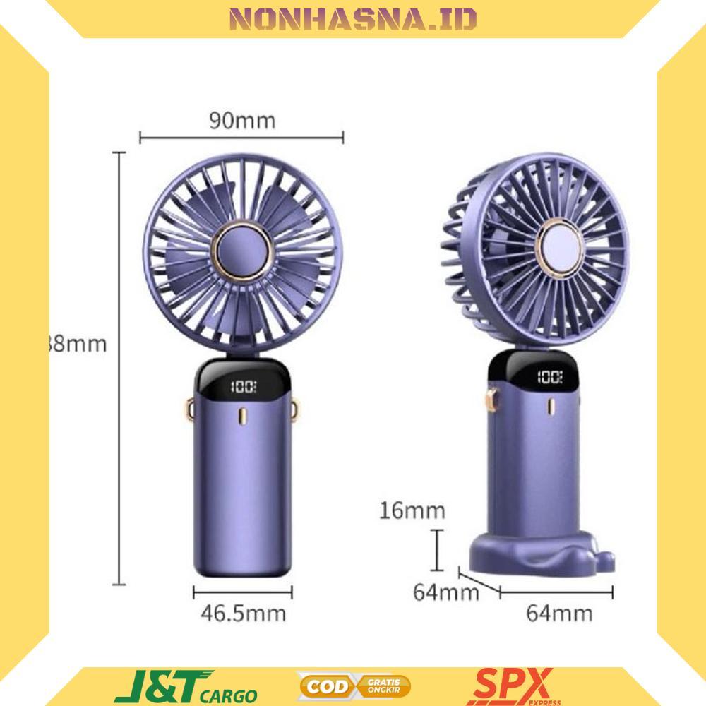 WS Kipas Angin Portable Mini USB Lipat / Kipas Portable Leher / LED Display Portable Handheld Fan 5-