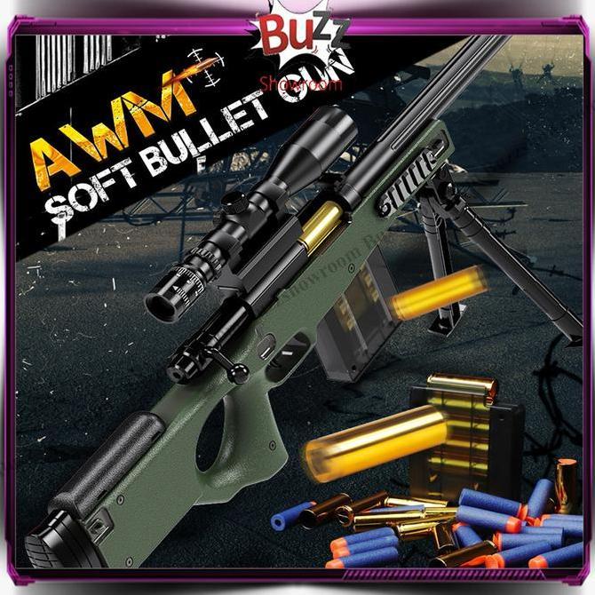 Berkualitas! Tembakan Anak AWM Soft Bullet AWP Mainan Sniper Gun
