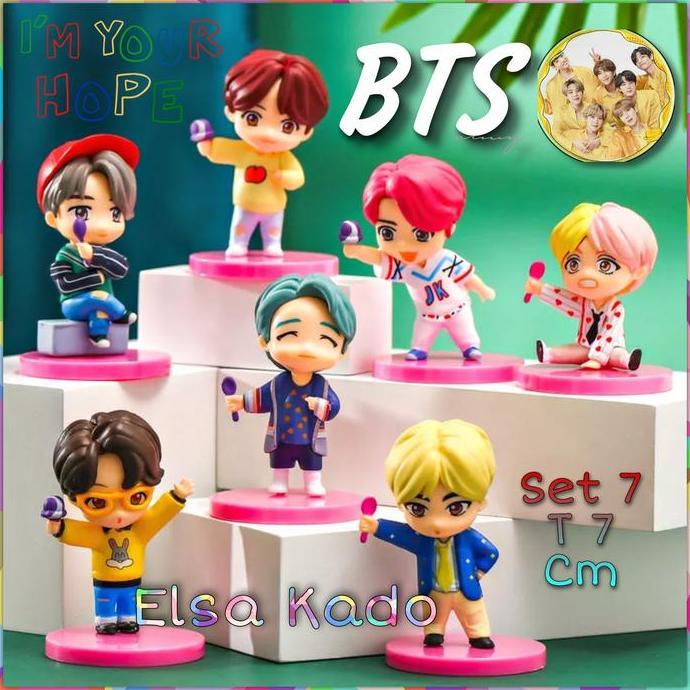 Bts Set Figure Rainbow Ver Bangtan Boys Kpop Miniatur Pajangan Mobil