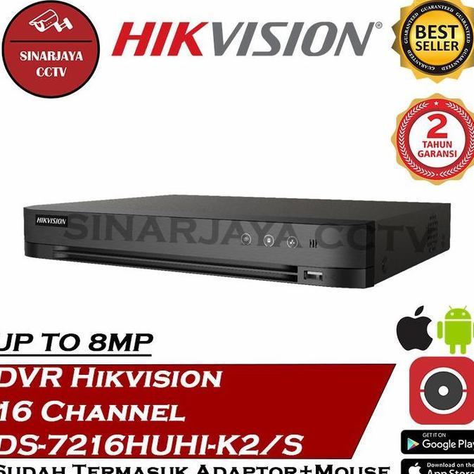 Barustockbnyk- Promo Dvr 16Chanel Hikvision Ds-7216Huhi-K2/S(3Mp-5Mp)