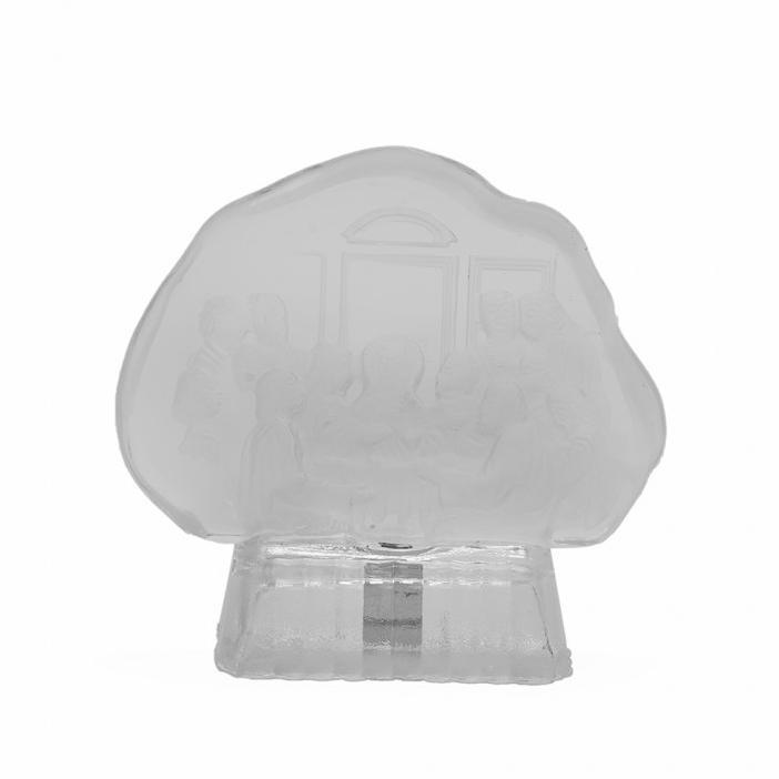 Pajangan Perjamuan Kudus Perjamuan Terakhir Kristal 3D Hiasan Souvenir Rohani Mewah